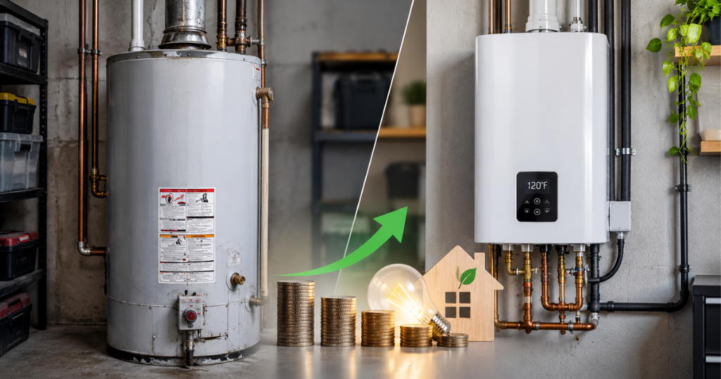 Traditional Water Heater vs Tankless Energy Savings 